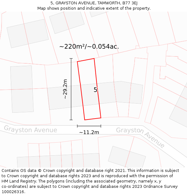 5, GRAYSTON AVENUE, TAMWORTH, B77 3EJ: Plot and title map