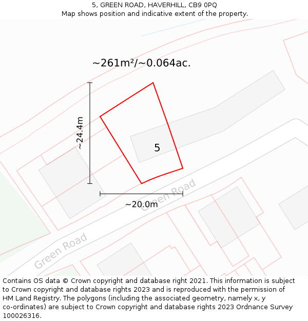 5, GREEN ROAD, HAVERHILL, CB9 0PQ: Plot and title map