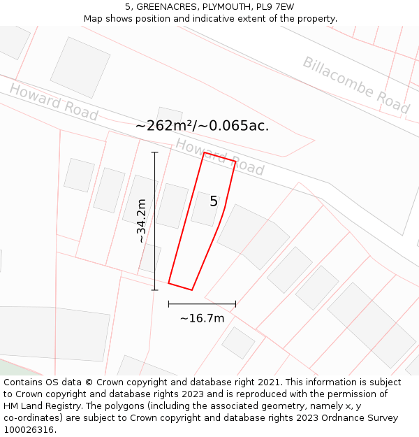 5, GREENACRES, PLYMOUTH, PL9 7EW: Plot and title map