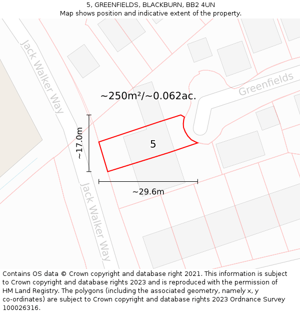 5, GREENFIELDS, BLACKBURN, BB2 4UN: Plot and title map