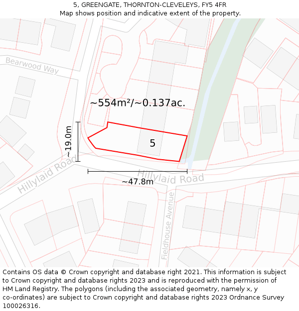5, GREENGATE, THORNTON-CLEVELEYS, FY5 4FR: Plot and title map