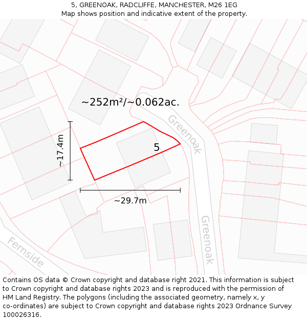 5, GREENOAK, RADCLIFFE, MANCHESTER, M26 1EG: Plot and title map