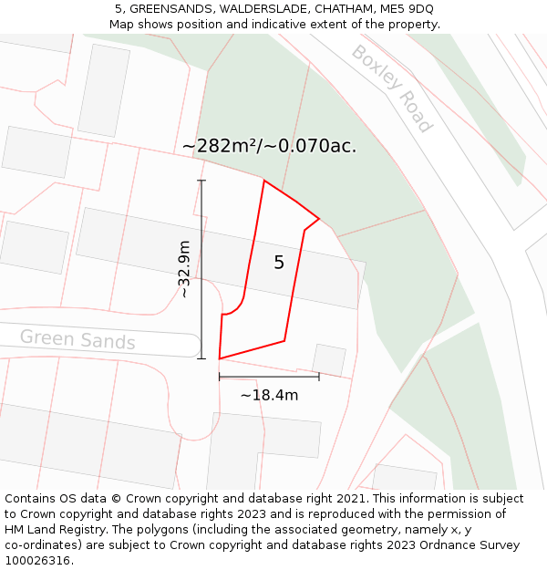 5, GREENSANDS, WALDERSLADE, CHATHAM, ME5 9DQ: Plot and title map