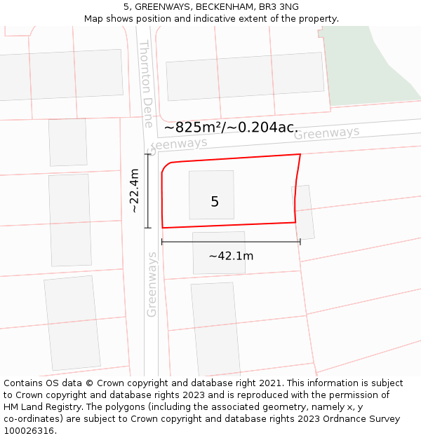 5, GREENWAYS, BECKENHAM, BR3 3NG: Plot and title map