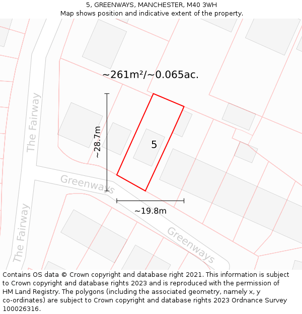 5, GREENWAYS, MANCHESTER, M40 3WH: Plot and title map