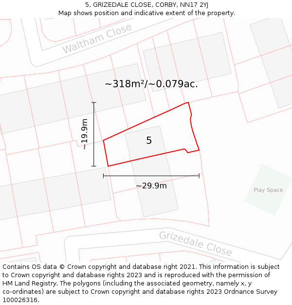 5, GRIZEDALE CLOSE, CORBY, NN17 2YJ: Plot and title map