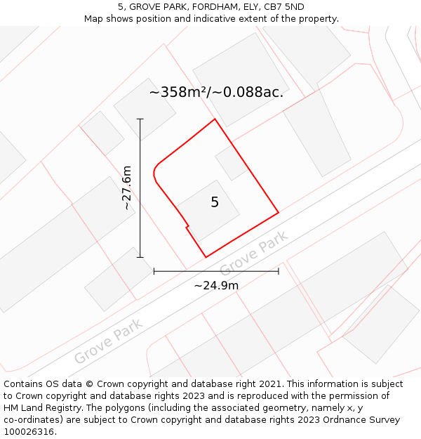5, GROVE PARK, FORDHAM, ELY, CB7 5ND: Plot and title map