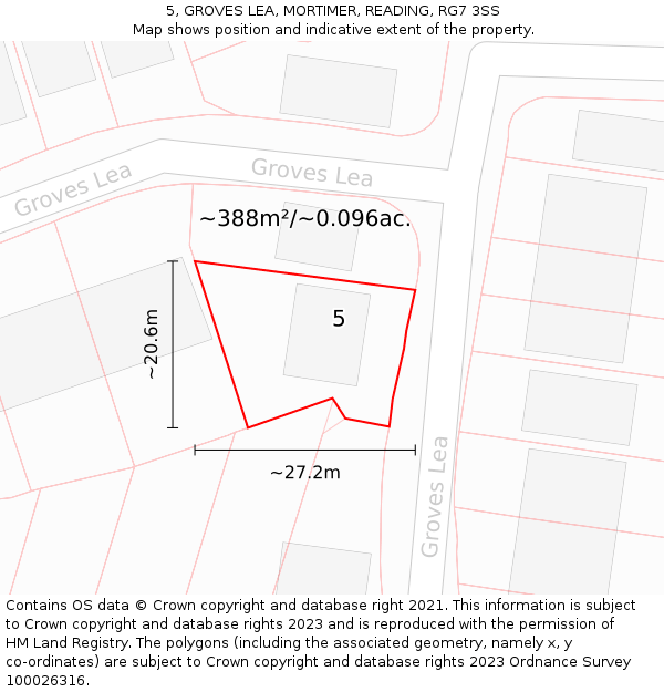 5, GROVES LEA, MORTIMER, READING, RG7 3SS: Plot and title map