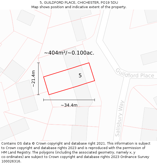 5, GUILDFORD PLACE, CHICHESTER, PO19 5DU: Plot and title map