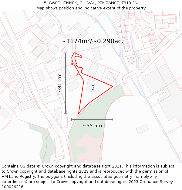 5, GWEDHENNEK, GULVAL, PENZANCE, TR18 3NJ: Plot and title map