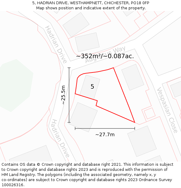 5, HADRIAN DRIVE, WESTHAMPNETT, CHICHESTER, PO18 0FP: Plot and title map