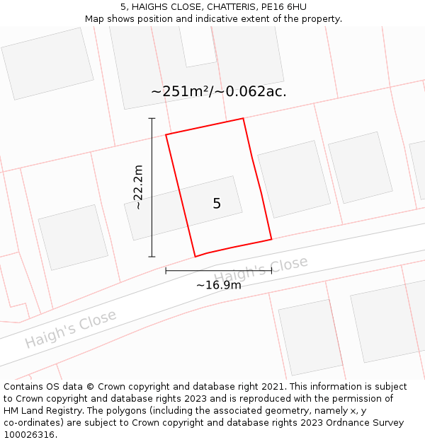 5, HAIGHS CLOSE, CHATTERIS, PE16 6HU: Plot and title map