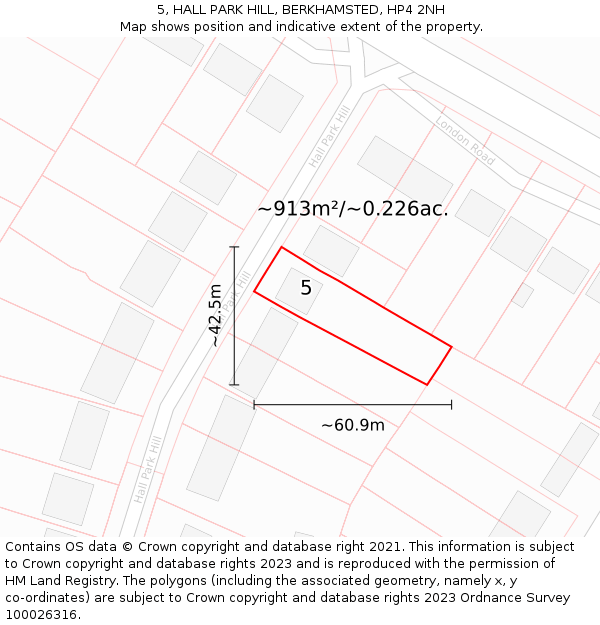 5, HALL PARK HILL, BERKHAMSTED, HP4 2NH: Plot and title map