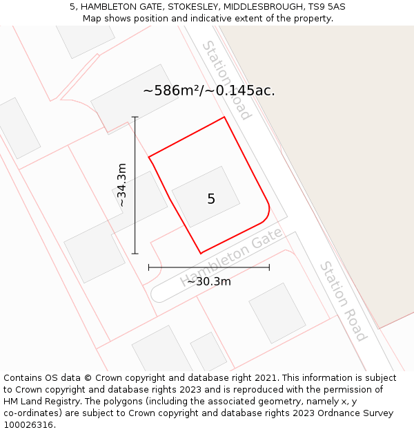 5, HAMBLETON GATE, STOKESLEY, MIDDLESBROUGH, TS9 5AS: Plot and title map