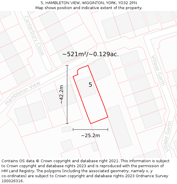 5, HAMBLETON VIEW, WIGGINTON, YORK, YO32 2PN: Plot and title map