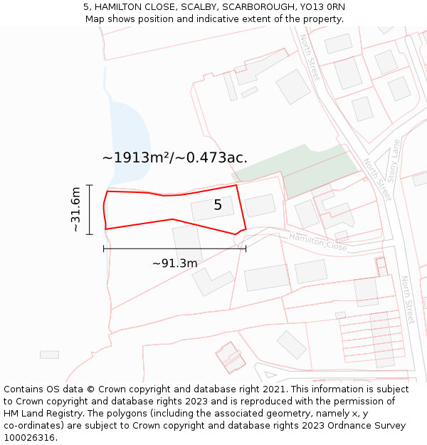 5, HAMILTON CLOSE, SCALBY, SCARBOROUGH, YO13 0RN: Plot and title map