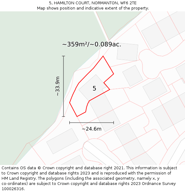 5, HAMILTON COURT, NORMANTON, WF6 2TE: Plot and title map