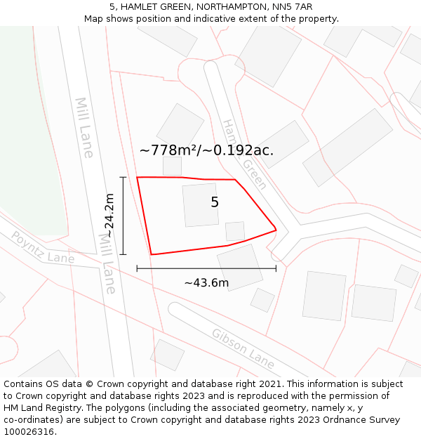 5, HAMLET GREEN, NORTHAMPTON, NN5 7AR: Plot and title map