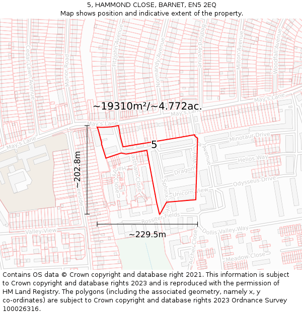 5, HAMMOND CLOSE, BARNET, EN5 2EQ: Plot and title map