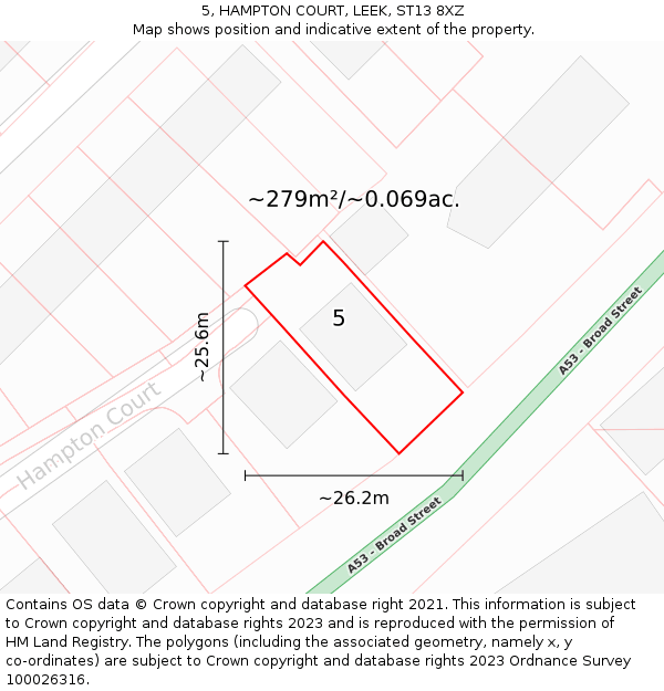 5, HAMPTON COURT, LEEK, ST13 8XZ: Plot and title map