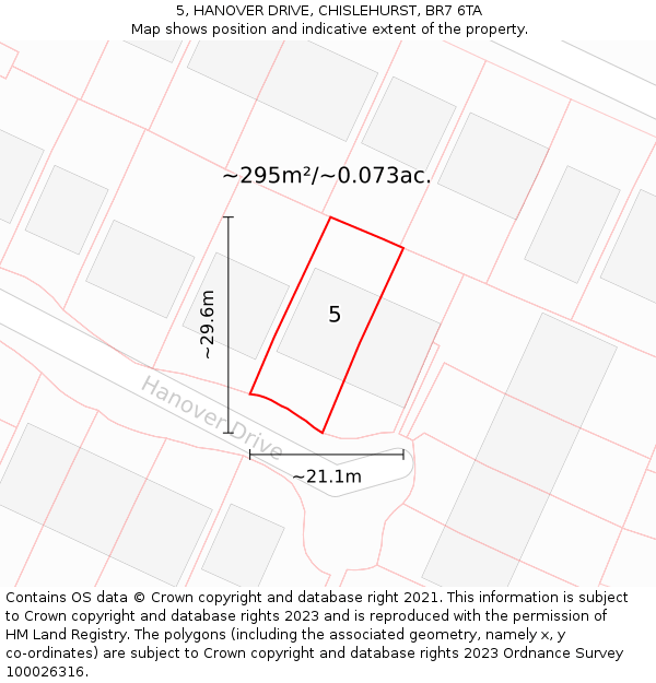 5, HANOVER DRIVE, CHISLEHURST, BR7 6TA: Plot and title map