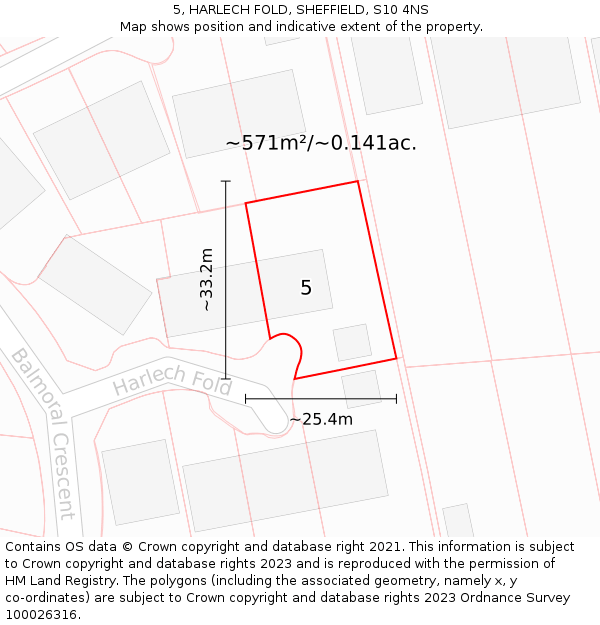 5, HARLECH FOLD, SHEFFIELD, S10 4NS: Plot and title map