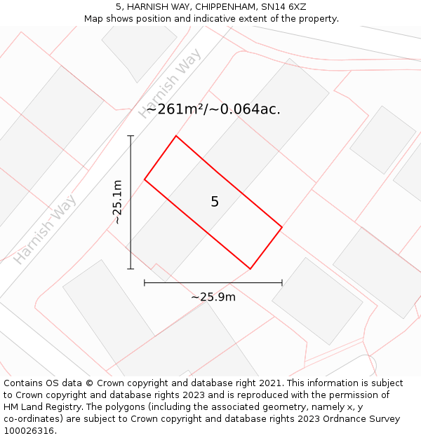 5, HARNISH WAY, CHIPPENHAM, SN14 6XZ: Plot and title map