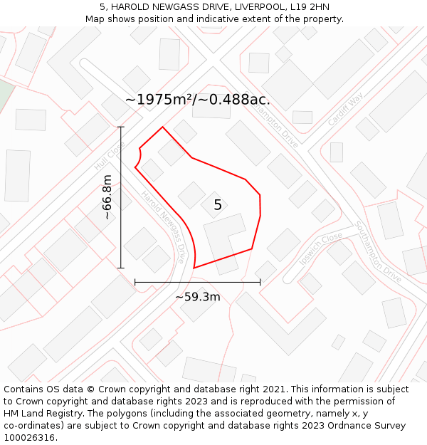 5, HAROLD NEWGASS DRIVE, LIVERPOOL, L19 2HN: Plot and title map