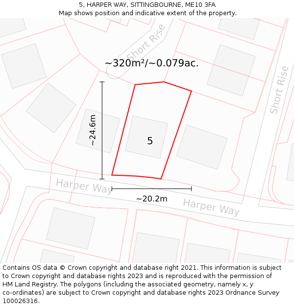 5, HARPER WAY, SITTINGBOURNE, ME10 3FA: Plot and title map