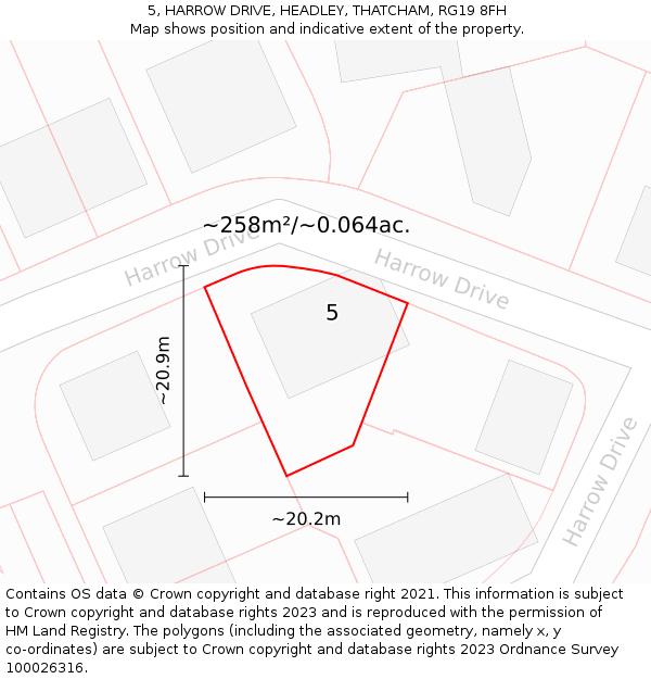 5, HARROW DRIVE, HEADLEY, THATCHAM, RG19 8FH: Plot and title map