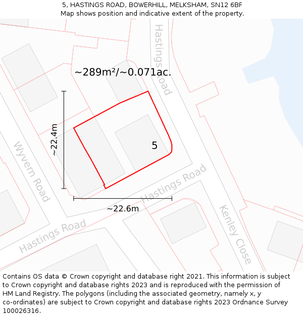 5, HASTINGS ROAD, BOWERHILL, MELKSHAM, SN12 6BF: Plot and title map