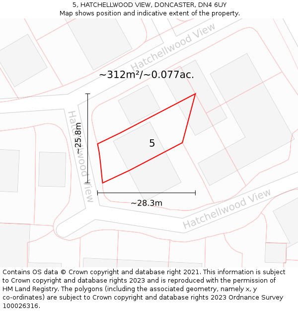 5, HATCHELLWOOD VIEW, DONCASTER, DN4 6UY: Plot and title map