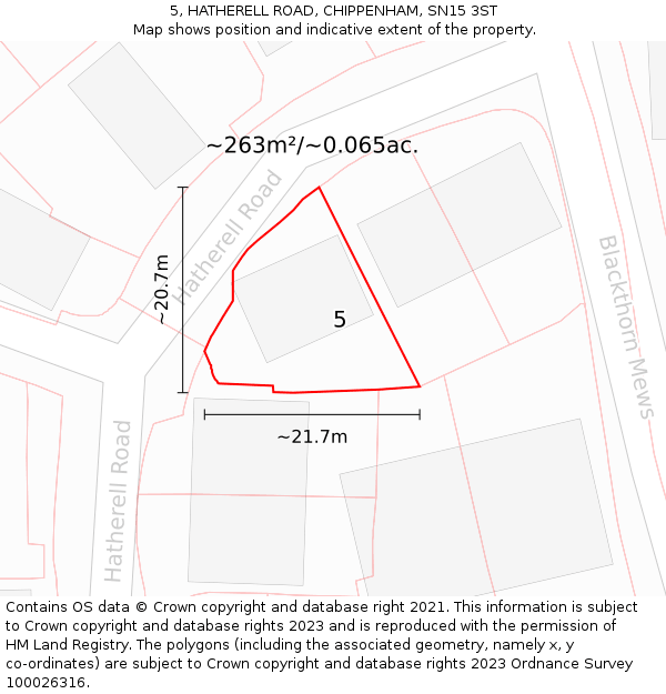 5, HATHERELL ROAD, CHIPPENHAM, SN15 3ST: Plot and title map