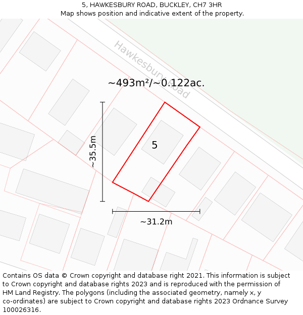 5, HAWKESBURY ROAD, BUCKLEY, CH7 3HR: Plot and title map