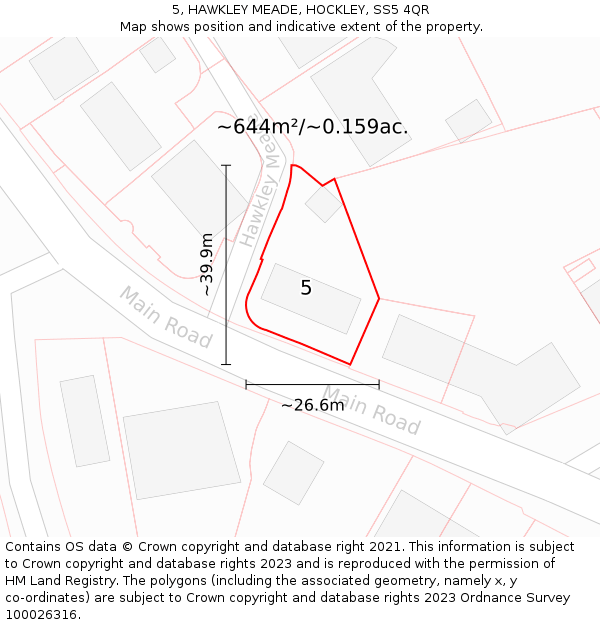5, HAWKLEY MEADE, HOCKLEY, SS5 4QR: Plot and title map