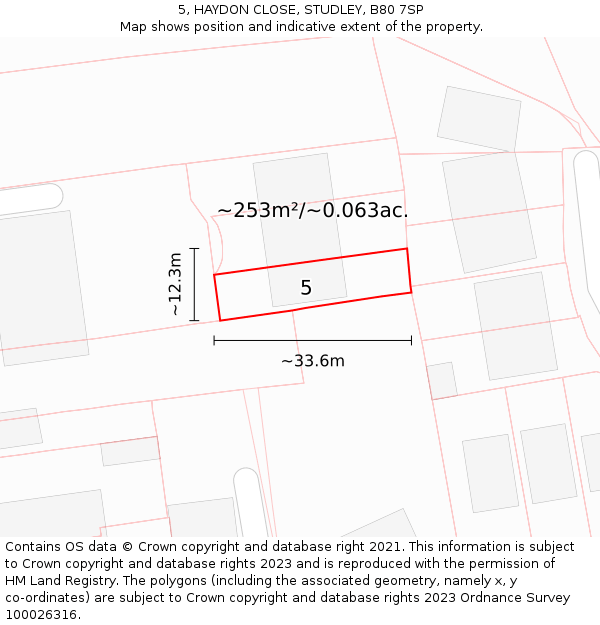 5, HAYDON CLOSE, STUDLEY, B80 7SP: Plot and title map
