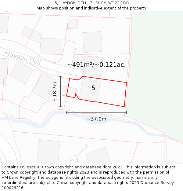 5, HAYDON DELL, BUSHEY, WD23 1DD: Plot and title map