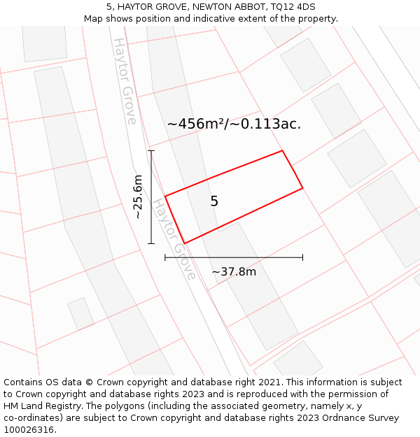 5, HAYTOR GROVE, NEWTON ABBOT, TQ12 4DS: Plot and title map
