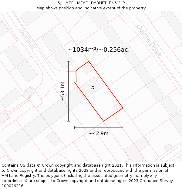 5, HAZEL MEAD, BARNET, EN5 3LP: Plot and title map