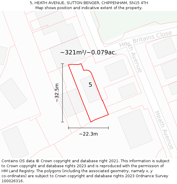 5, HEATH AVENUE, SUTTON BENGER, CHIPPENHAM, SN15 4TH: Plot and title map