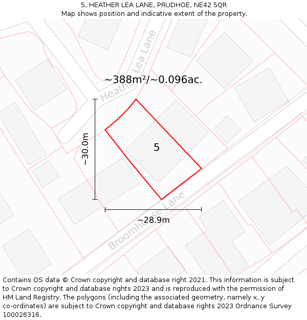 5, HEATHER LEA LANE, PRUDHOE, NE42 5QR: Plot and title map