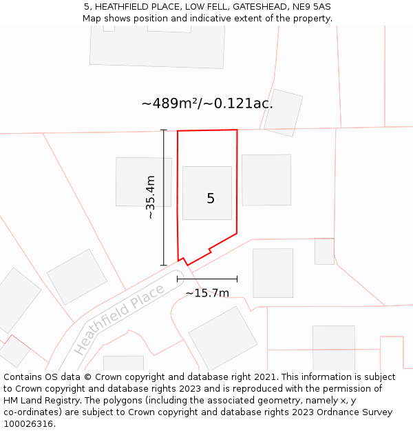 5, HEATHFIELD PLACE, LOW FELL, GATESHEAD, NE9 5AS: Plot and title map