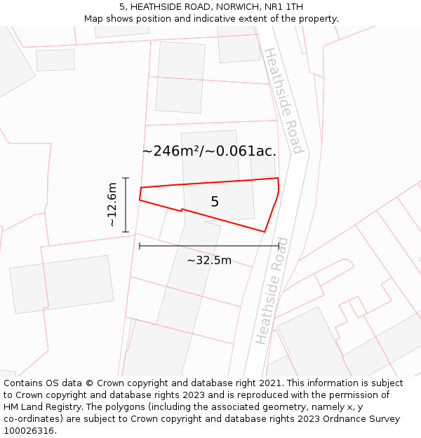 5, HEATHSIDE ROAD, NORWICH, NR1 1TH: Plot and title map