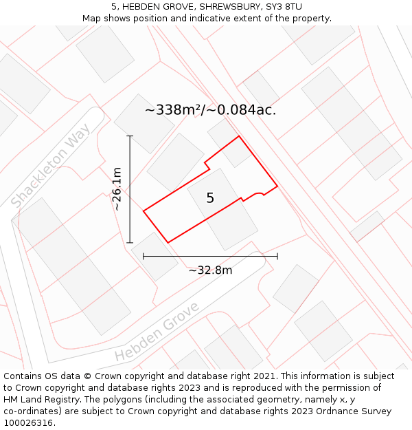 5, HEBDEN GROVE, SHREWSBURY, SY3 8TU: Plot and title map