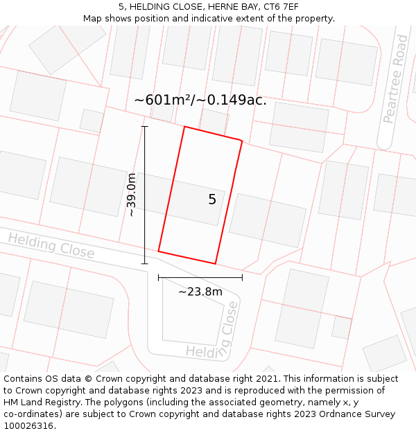 5, HELDING CLOSE, HERNE BAY, CT6 7EF: Plot and title map
