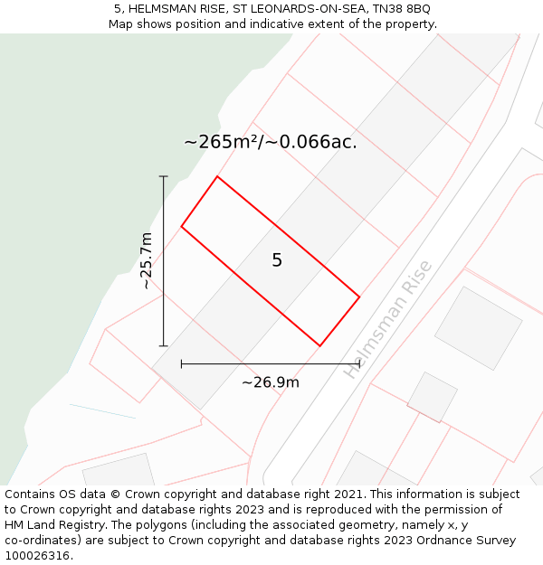 5, HELMSMAN RISE, ST LEONARDS-ON-SEA, TN38 8BQ: Plot and title map