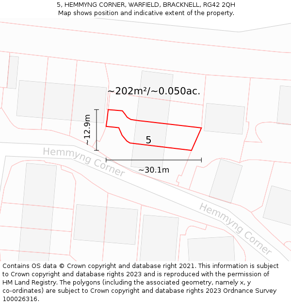 5, HEMMYNG CORNER, WARFIELD, BRACKNELL, RG42 2QH: Plot and title map