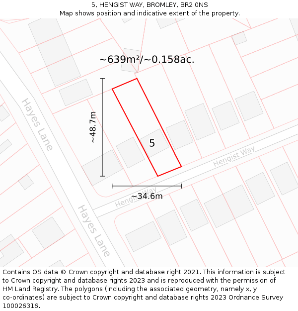 5, HENGIST WAY, BROMLEY, BR2 0NS: Plot and title map