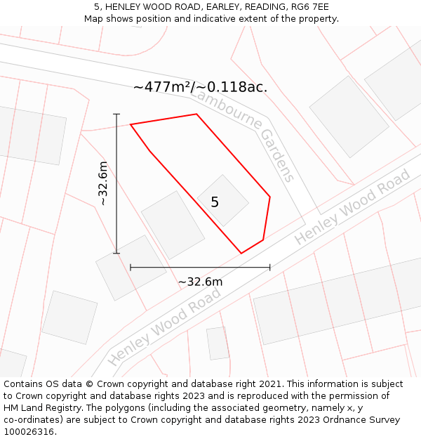 5, HENLEY WOOD ROAD, EARLEY, READING, RG6 7EE: Plot and title map