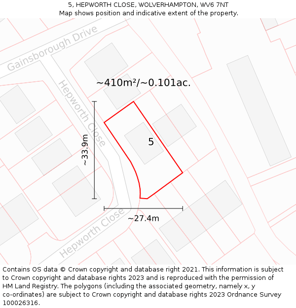 5, HEPWORTH CLOSE, WOLVERHAMPTON, WV6 7NT: Plot and title map